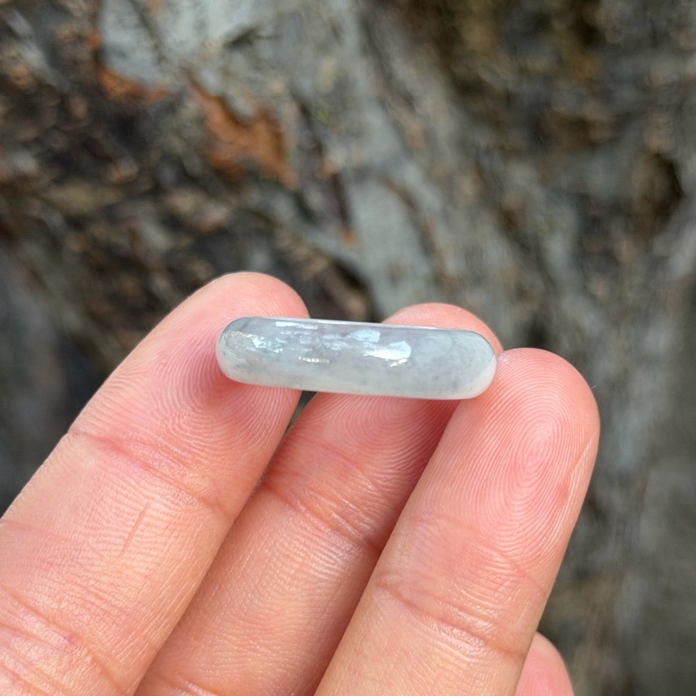Size‎ 8 natural gray white jade band ring 0682